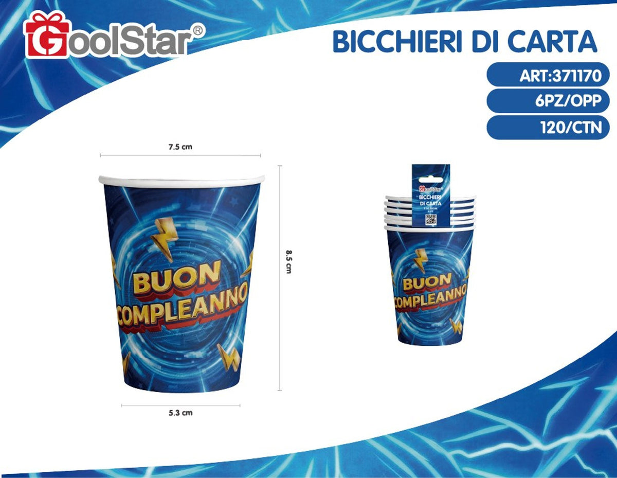 Bicchiere di carta buon compleanno blu