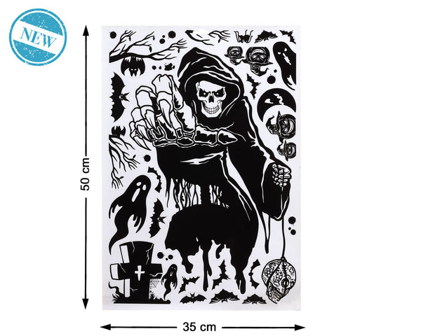 Adesivi Halloween con scheletro nero, 50 × 35 cm
