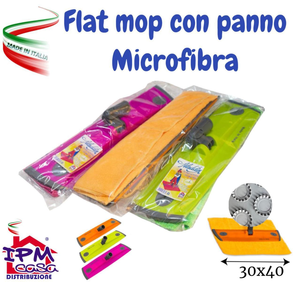 IPM FLAT MOP 40CM C/PANNO MICROFIBRA