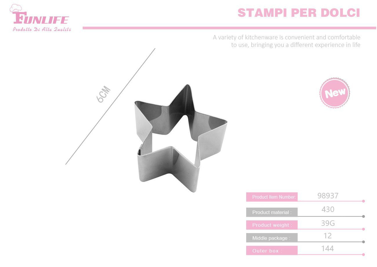 Stampo per biscotti, forma stella, serie 4H