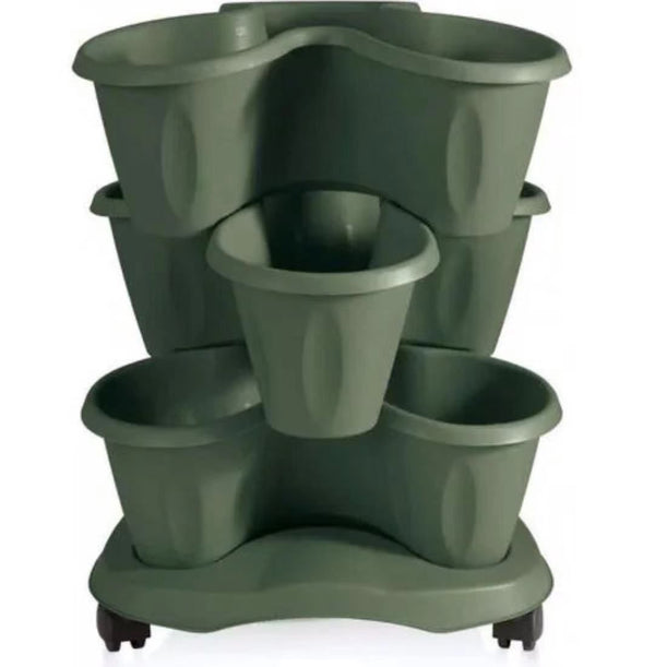 BAMA VASO TRIFOGLIO SET 3PZ C/SOTTOVASO 40XH51CM VERDE