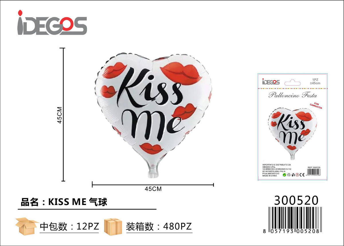 Palloncino foil a cuore Kiss