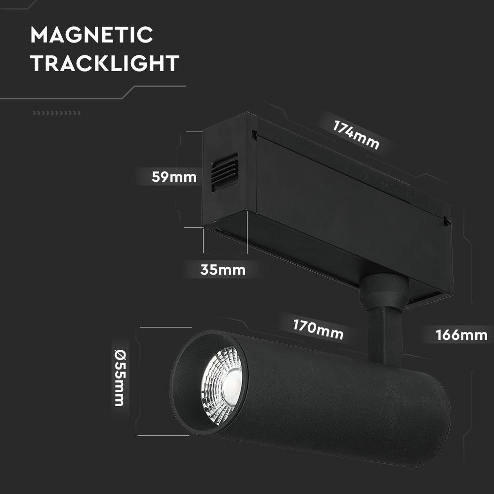 Faretto LED per binario magnetico 15 W 24 V 4000 K nero