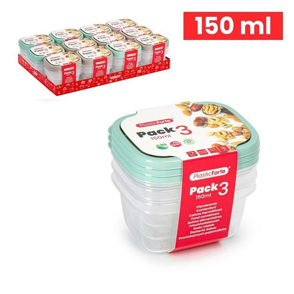 SET 3 CONTENITORE RETTANGOLARE ALTO 150ML PLASTICA 9.5X7.5X8CM