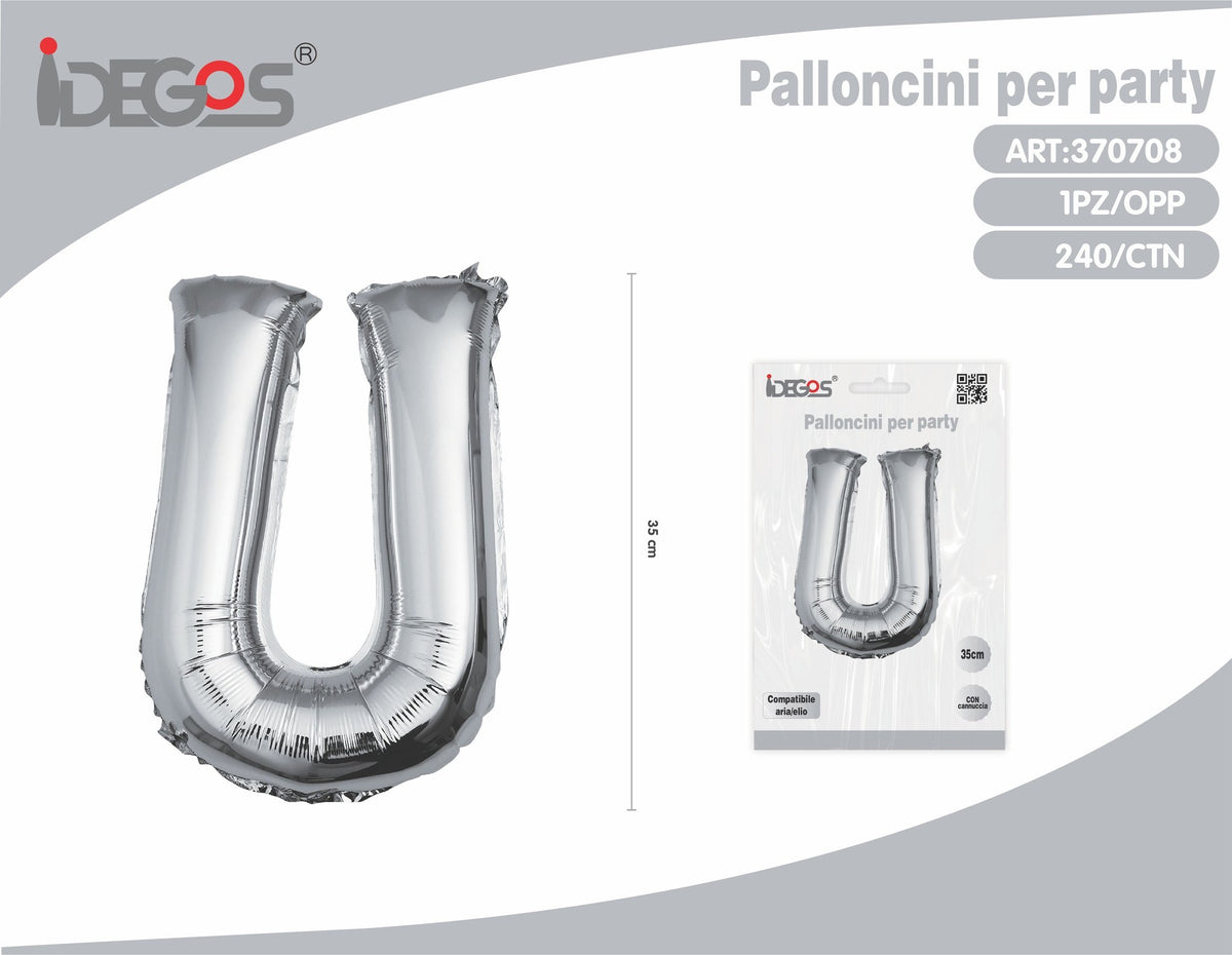 Palloncino Lettera U 35cm Argento