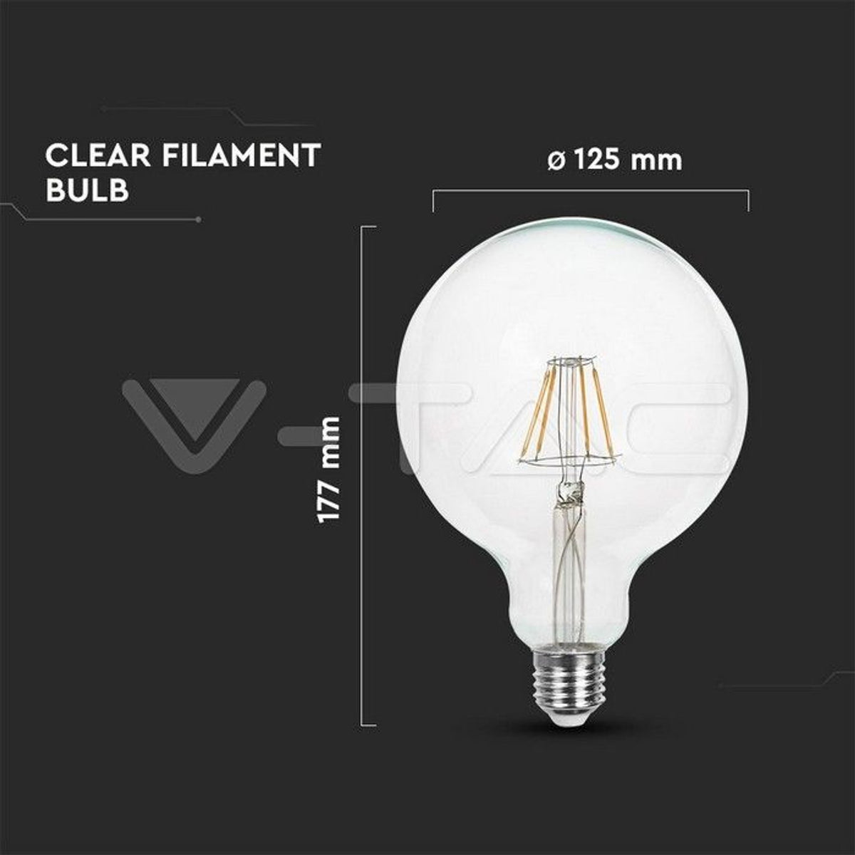 Lampadina LED E27 G125 a filamento 6 W 6400 K