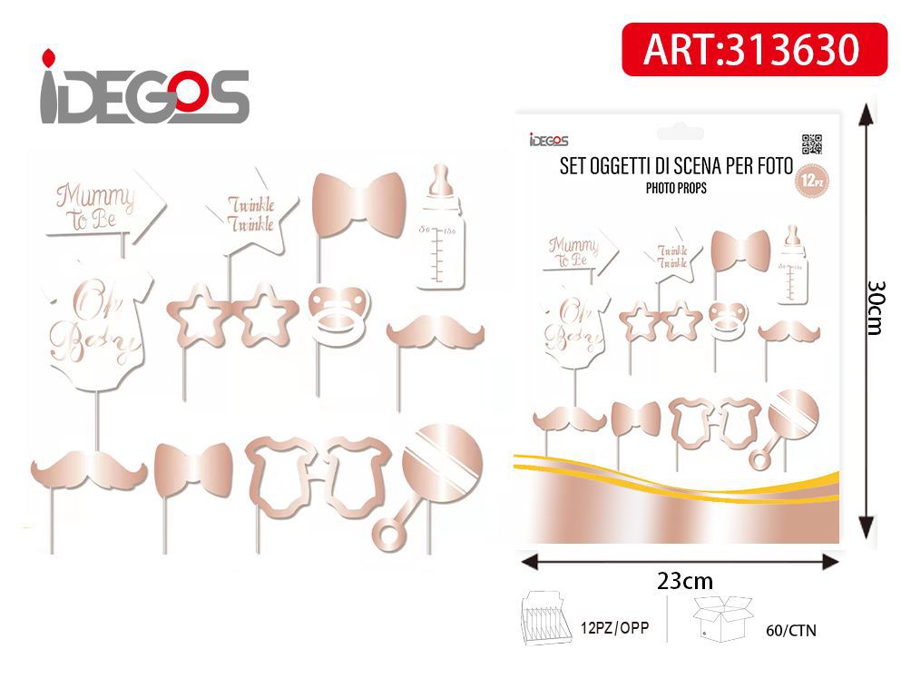 Accessori per selfie Baby oro rosa, 12 pezzi