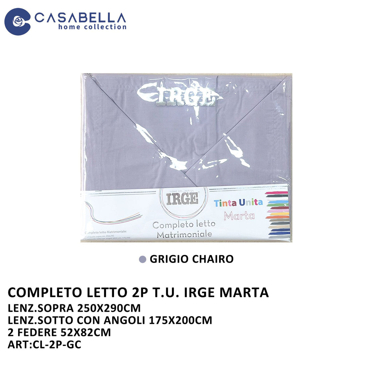 Completo Letto 2P Irge Grigio Chiaro