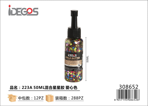 Colla con glitter a cuore 223A, 50 ml