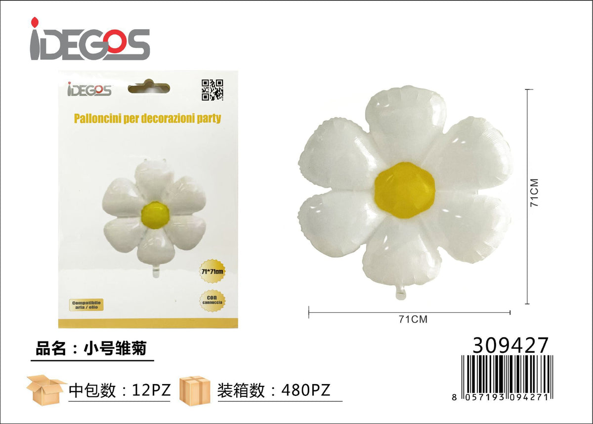 Palloncino foil Margherita, 71 x 71 cm, da gonfiare ad aria