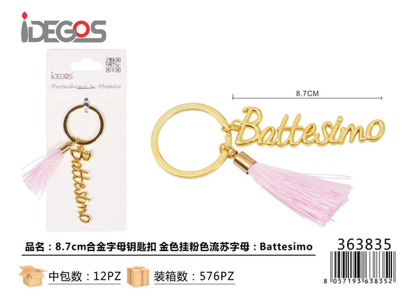 Portachiavi Battesimo con nappina, 8,7 cm