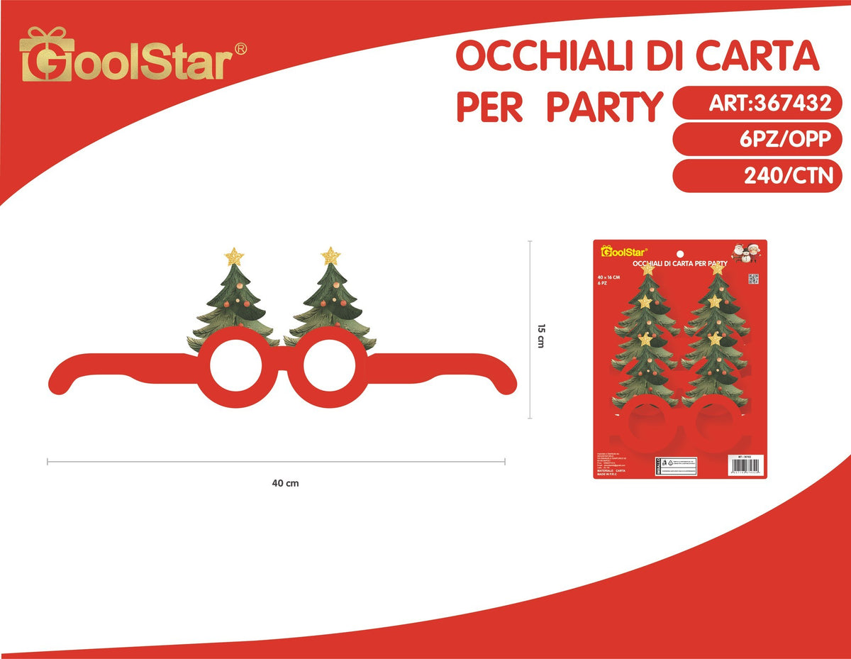Occhiali di carta con alberi di Natale - serie B