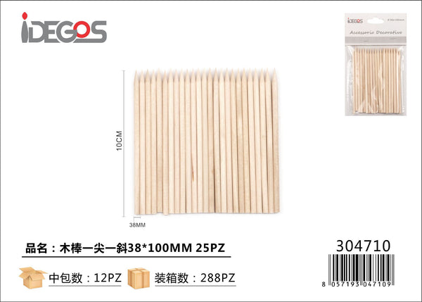 Set di 25 bastoncini in legno con punta ed estremità arrotondata