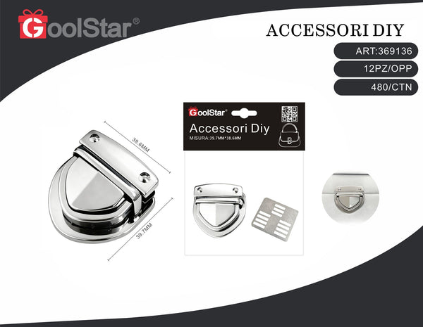 Chiusura GoolStar a scudo per borse, 39,7 x 38,6 mm