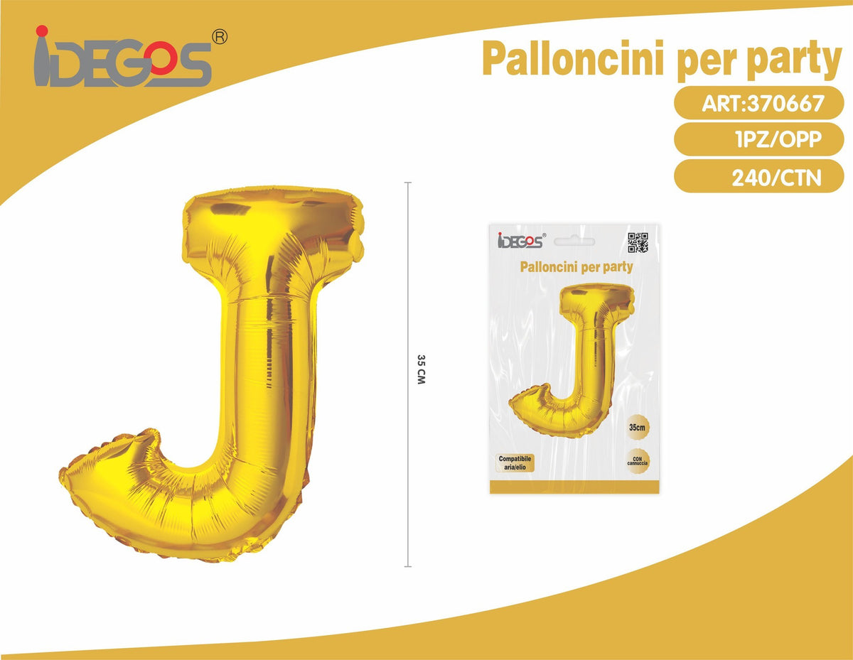 Palloncino Lettera J Oro 35cm
