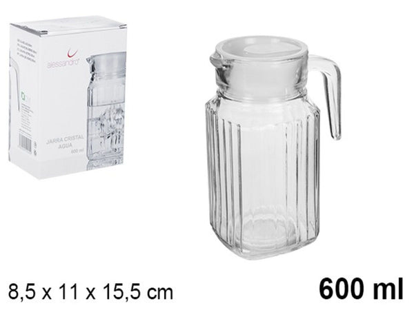 BROCCA ACQUA IN VETRO C/COPERCHIO BIANCO 8.5x11x15.5cm