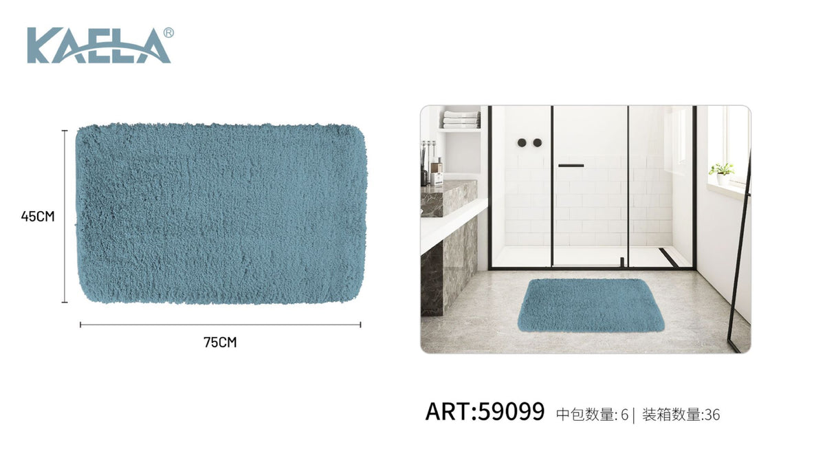 Tappeto da bagno, azzurro a pelo lungo, 45 x 75