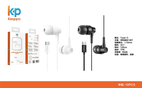 Auricolari VD-EAR018 con filo USB-C 1.2 m