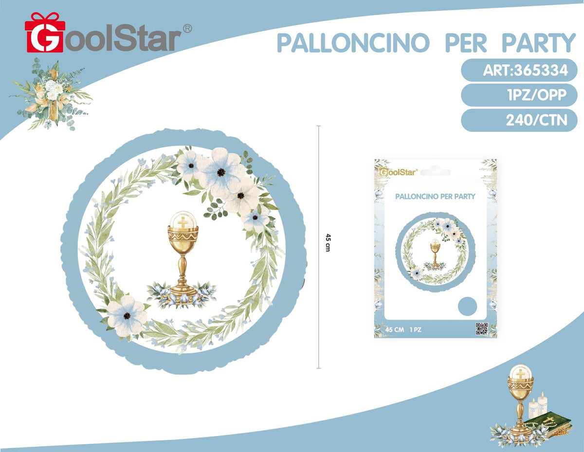 Palloncino in alluminio prima comunione celeste