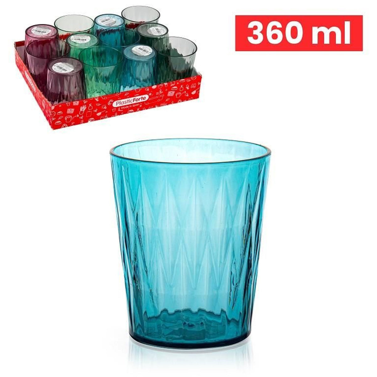 BICCHIERI RHOMB LUXE 360ML PLASTICA 8.6X8.6X10CM
