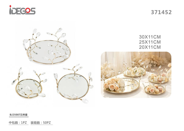 Set di tre vassoi decorativi rotondi a specchio BJ25087