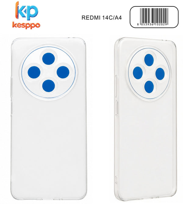 Custodia per Redmi 14C / A4 – trasparente, in silicone, con aperture sagomate
