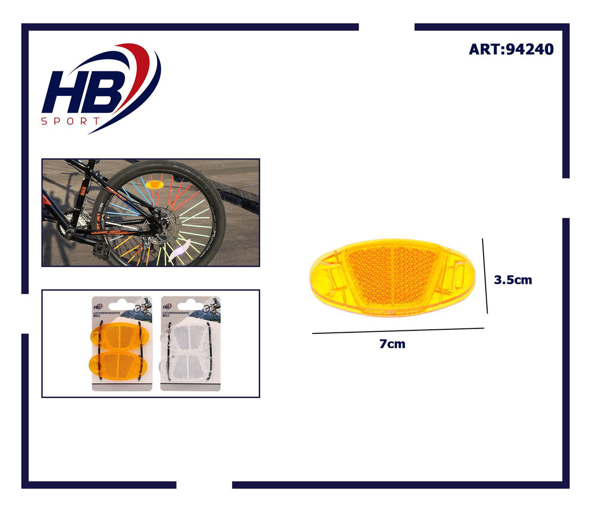 Coppia di catarifrangenti per raggi bici 7 × 3,5 cm