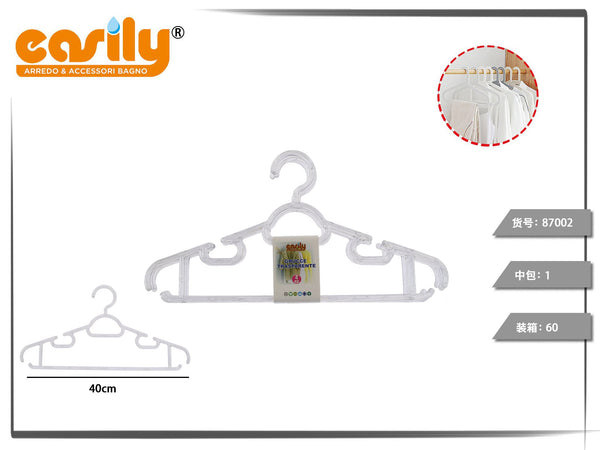 Set di quattro grucce trasparenti da 40 cm