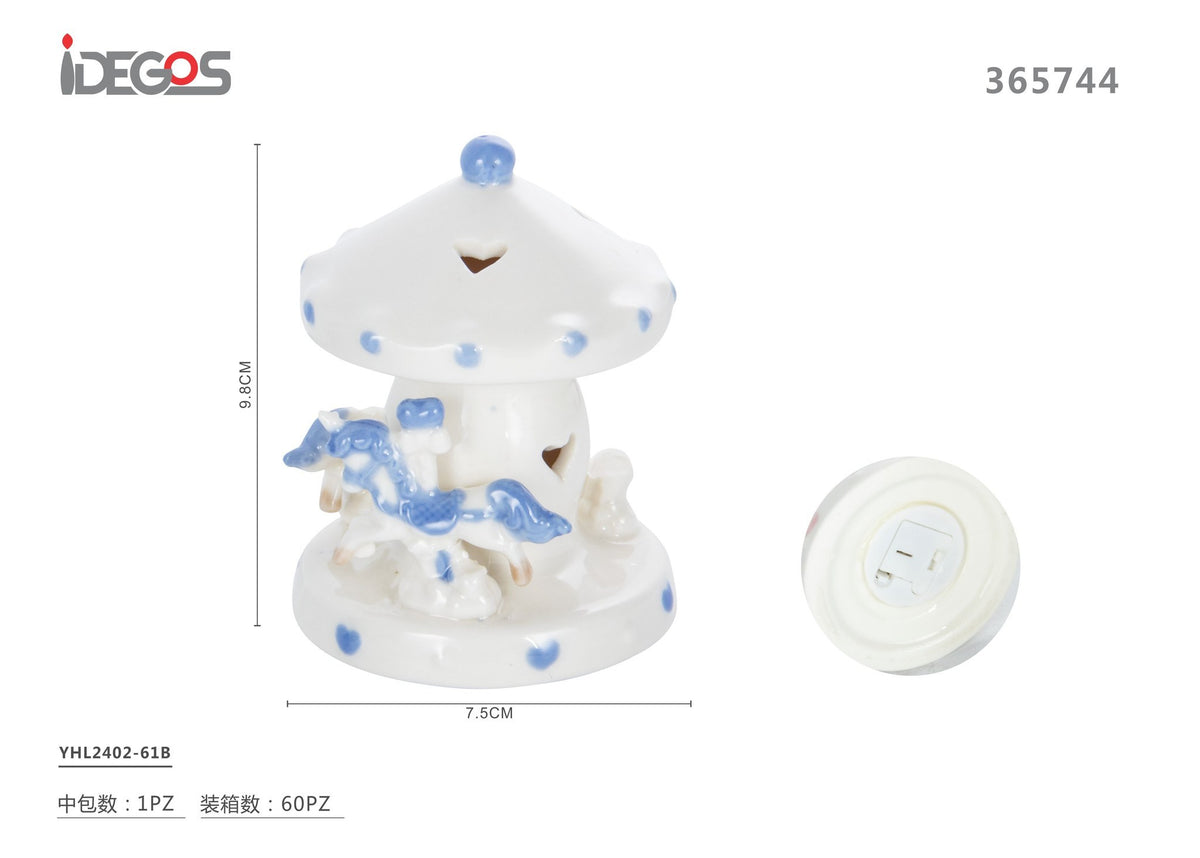 Giostra decorativa in ceramica, celeste, modello YHL2402-61B