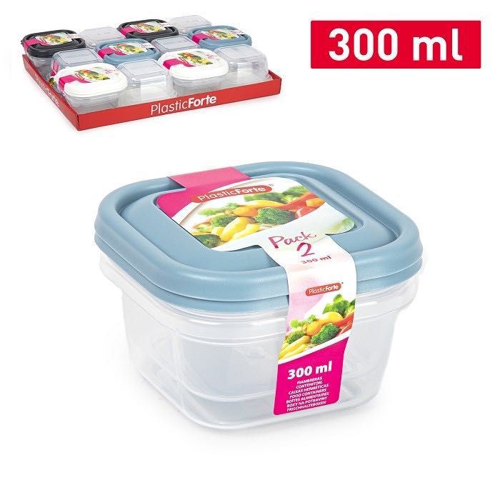SET 2 CONTENITORE QUADRATI 300ML 11X11X8CM