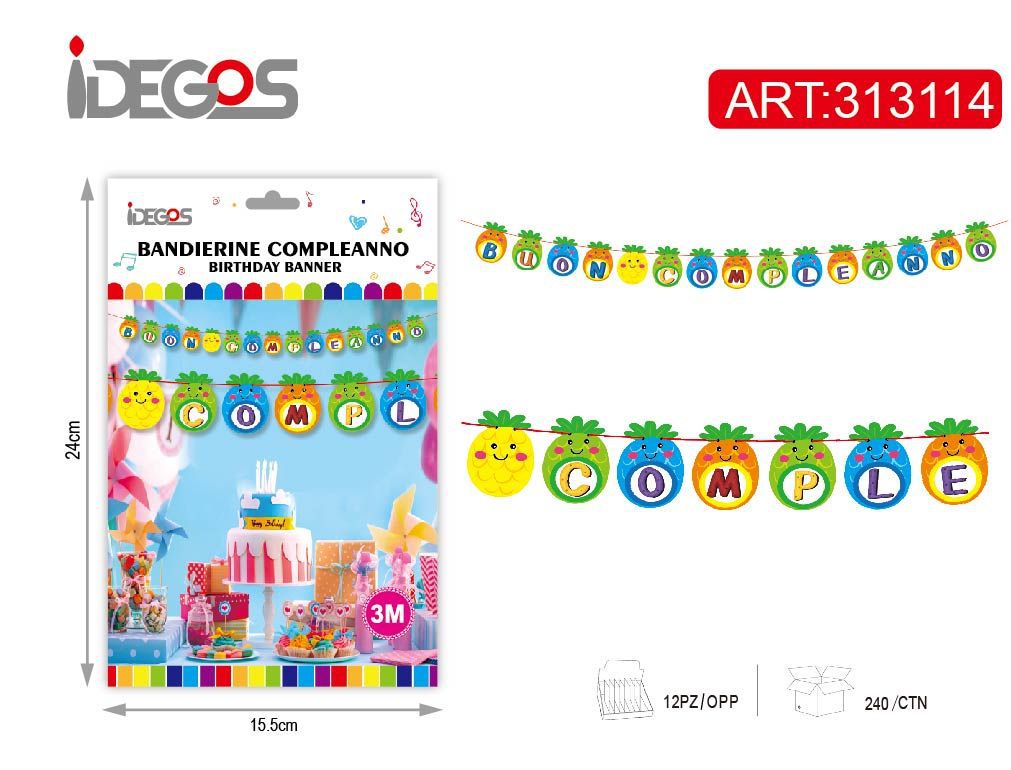 Festone di compleanno a 3 m ananas