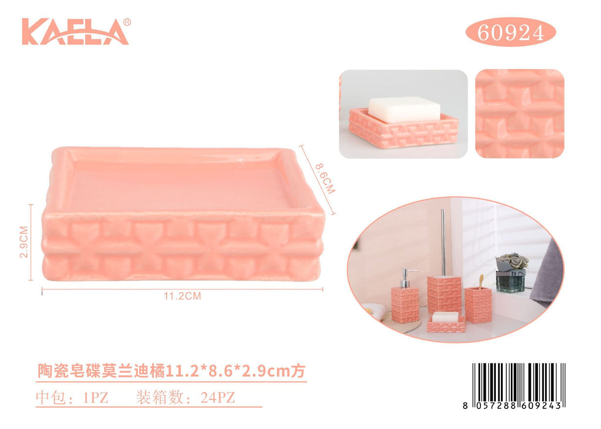 Portasapone, arancione in ceramica