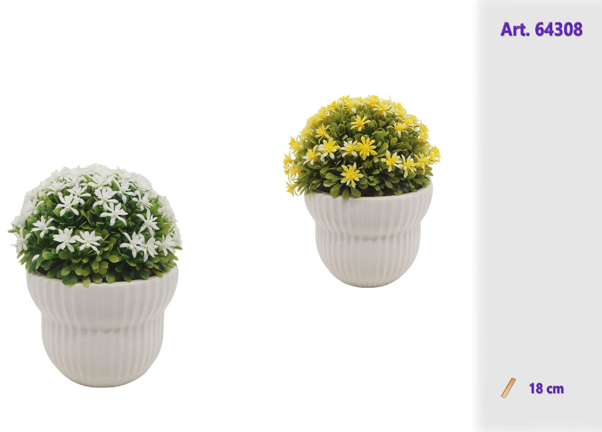 Piante artificiali in vaso bianco di ceramica 18 cm