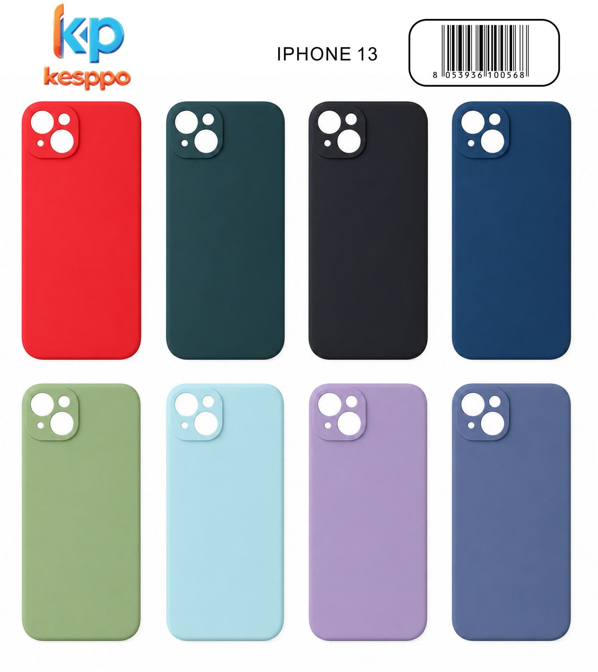 Custodia per iPhone 13 – a tinta unita, in silicone, con aperture sagomate