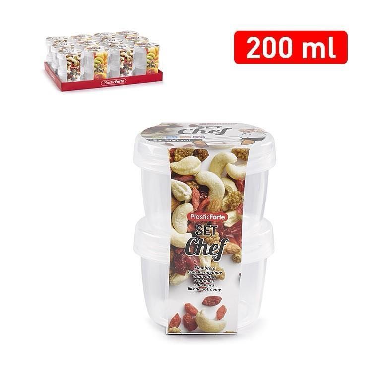SET 2 BARATTOLI PLASTICA 200ML TRASPARENTE 9X9X12CM