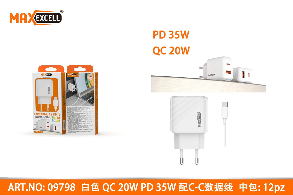 Caricatore QC 20W PD 35W con Cavo TYPE-C a TYPE-C