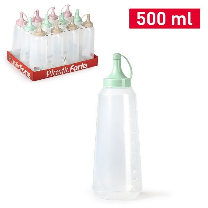 BOTTIGLIA PER SALSA PLASTICA 500ML 8X8X22CM