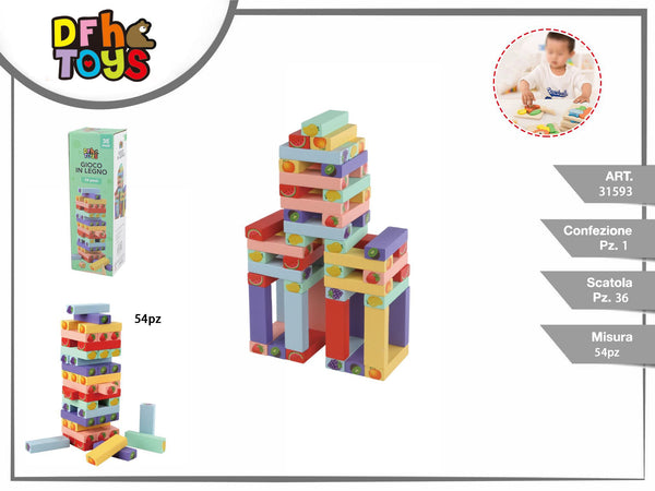 Gioco torre in legno con frutta 54 pezzi