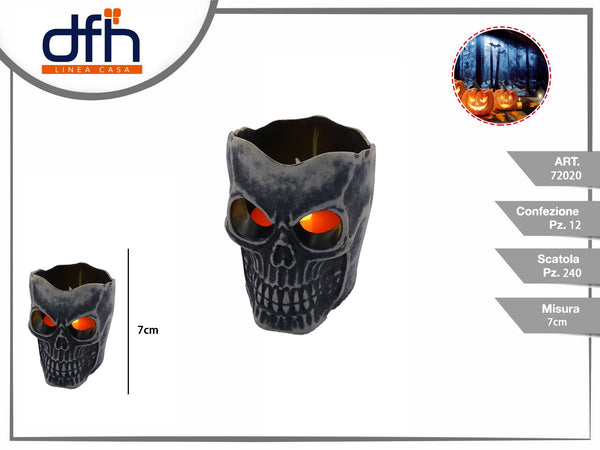 Lanterna decorativa Halloween a teschio 7 cm