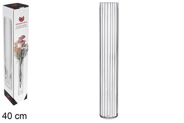 C.M VASO IN VETRO RILIEVO LEONE 40CM