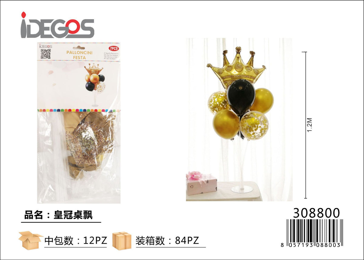 Kit di supporto coi palloncini corona oro