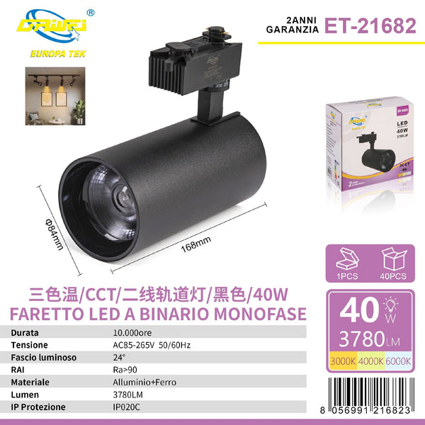Faretto su binario — 40 W