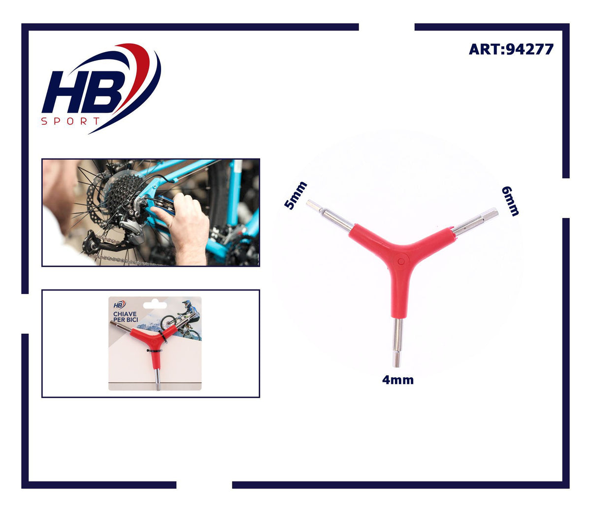 Chiave esagonale a Y per bicicletta 4, 5 e 6 mm