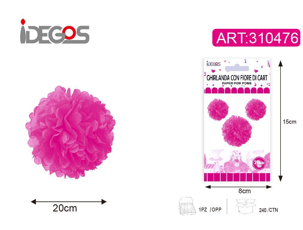 Decorazione floreale in carta, magenta