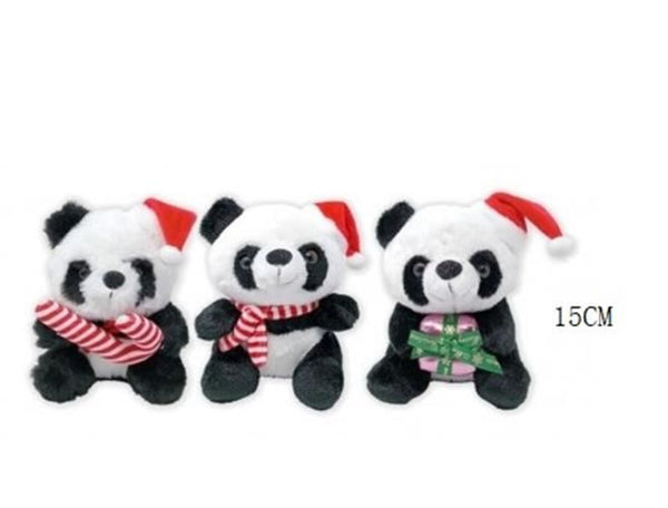 Peluche panda natalizio con cappello in due misure