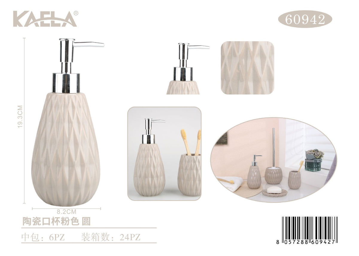 Dispenser per sapone, kaki in ceramica