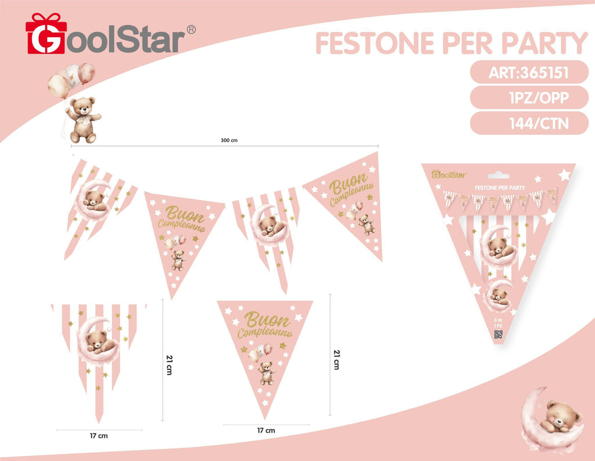 Festone con bandierine triangolari per party