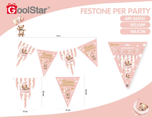 Festone con bandierine triangolari per party