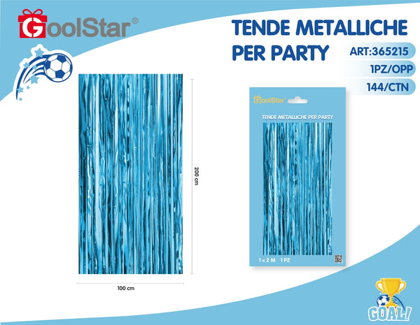 Tenda decorativa a frange metallizzate, azzurro