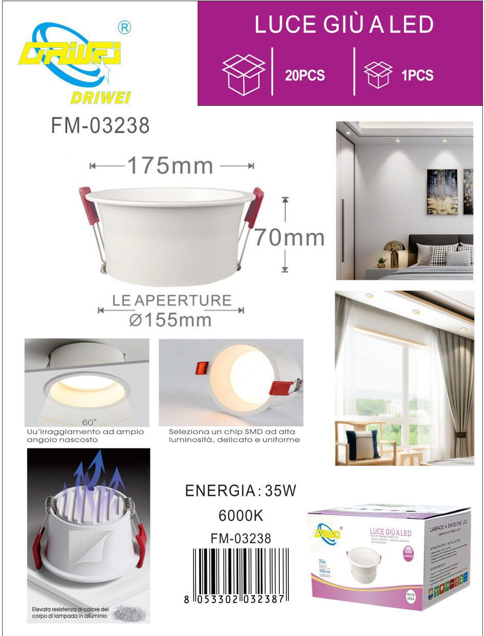 Faretto da soffitto — 35 W, 6000 K